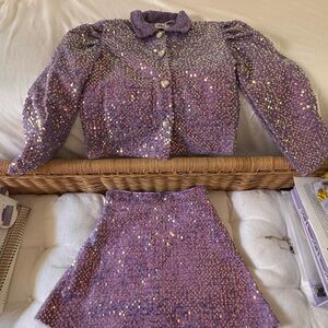 Lola + The Boys Lavender Sequin Tweed Set